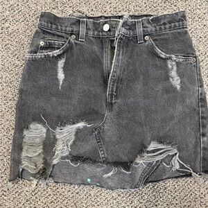 Furst of a Kind Vintage Levi Reworked Distressed Denim Mini Skirt